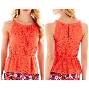 Nicole by Nicole Miller Peplum Lace Tank Top Size M